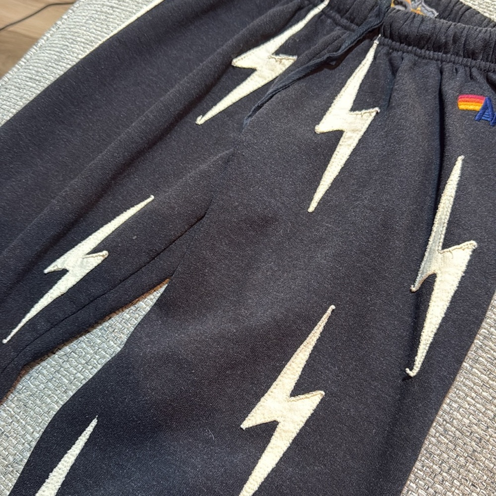 Aviator Nation Bolt Repeat Sweatpants Black//White Bolt Patches Women’s Medium - Picture 4 of 4